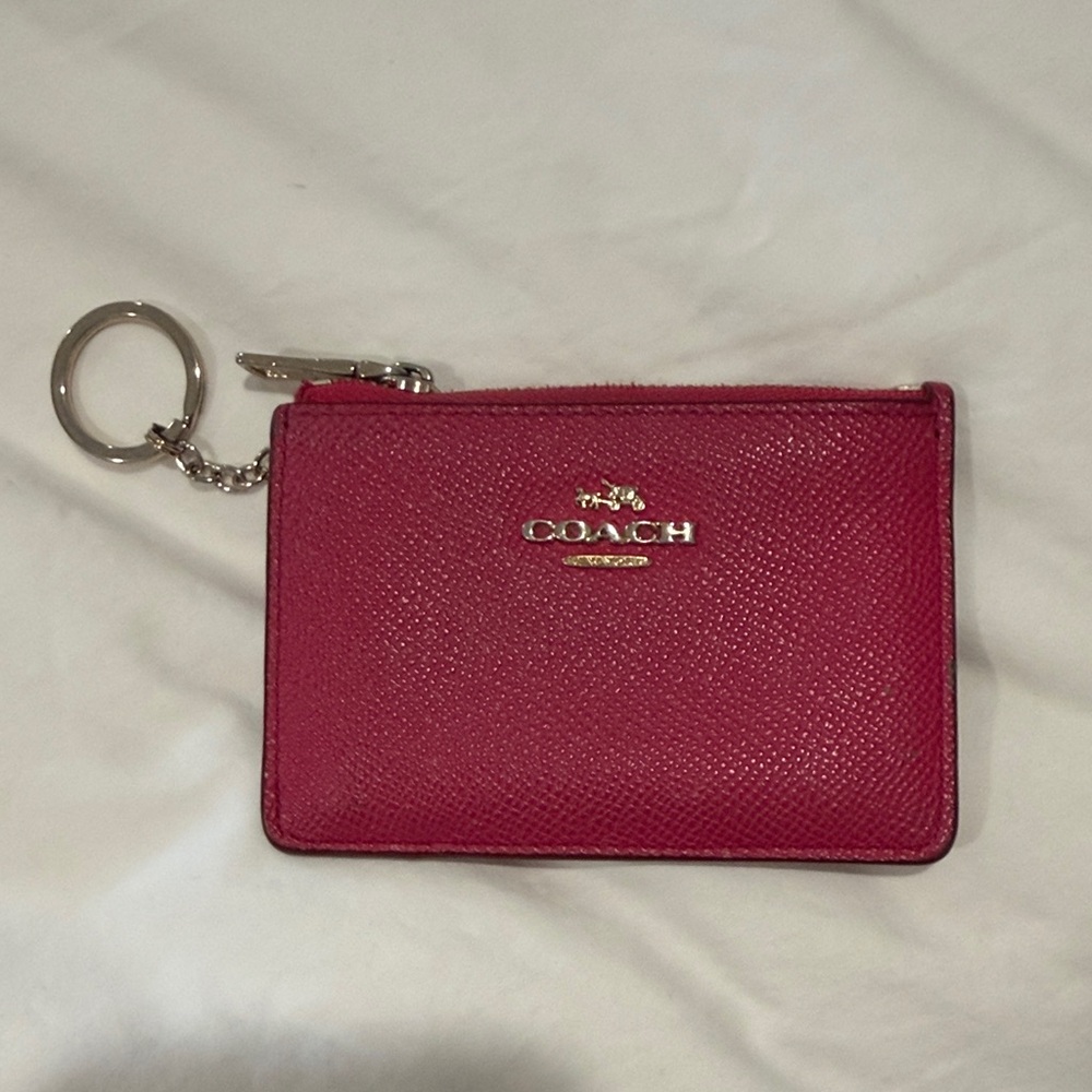 Coach Fuchsia Leather Keychain Pouch